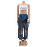 Plus Size Sexy Women's Irregular Printed Wide Leg Loose Street Pants