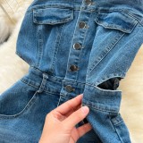 Women's Summer Slit Strap Dnim Dress