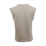 Men's Summer Loose Sleeveless T-Shirt Shorts Men's Summer Casual Jacquard Knitting Set