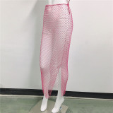 Diamond Fishnet Mesh Skirt Nightclub Party Sexy See-Through Skirt