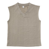 Men's Summer Loose Sleeveless T-Shirt Shorts Men's Summer Casual Jacquard Knitting Set