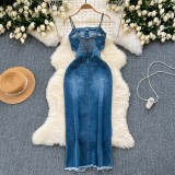 Women's Summer Slit Strap Dnim Dress