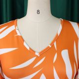 Summer Fashion Chic Women's Belt Print African Plus Size Midi Dress