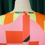 Summer Fashion Chic Women's Belt Print African Plus Size Midi Dress