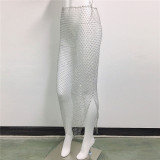 Diamond Fishnet Mesh Skirt Nightclub Party Sexy See-Through Skirt