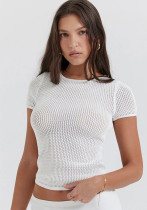 Sexy Mesh Sports Translucent Short-Sleeved Tops
