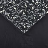 Fashion Women's Solid Color Beaded Mesh Sleeveless Long Dress