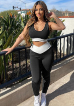 Women's Summer Fashion Solid Color Sleeveless Yoga Sports Tank Top Leggings Two Piece Set