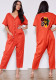 Women's Loose Casual V-Neck Short Sleeve Jumpsuit