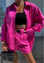 Summer Fashion Casual Summer Women's Long Sleeve Loose Shirt Shorts Two Piece Set Summer Fashion Casual Summer Women's Long Sleeve Loose Shirt Shorts Two Piece Set