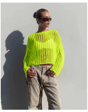 Long-Sleeved Hollow Knitting Net Shirt Summer Sun Protection Cover-Up Spring Top