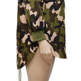 Women's Camouflage Print Lace-Up Slim Fit Casual Fashion Plus Size Dress