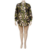 Women's Camouflage Print Lace-Up Slim Fit Casual Fashion Plus Size Dress