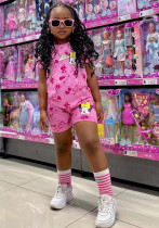 Children's Clothing Girls Fashion Cartoon Print T-Shirt Shorts Casual Two Piece Set Children's Clothing Girls Fashion Cartoon Print T-Shirt Shorts Casual Two Piece Set