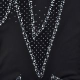 Fashion Women's Solid Color Beaded Mesh Long Sleeve Jumpsuit