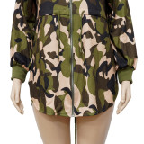 Women's Camouflage Print Lace-Up Slim Fit Casual Fashion Plus Size Dress