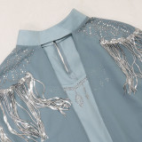 Muslim Women's Sequin Tassel Beaded Abaya Dress