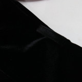 Muslim Abaya Contrast Color Robe Slim Fit Zipper Velvet Dress