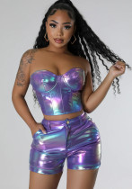 Women Trendy Fashion Top and Shorts Two-piece Set Women Trendy Fashion Top and Shorts Two-piece Set