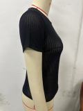 Sexy Mesh Sports Translucent Short-Sleeved Tops