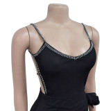 Women Solid Irregular Slip Dress
