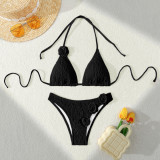 Women 3D Flower Bikini Sexy Lace-Up Swimwear Two Pieces