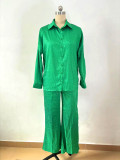 Women Long Sleeve Turndown Collar Shirt Leopard Print Pants Women Casual Two-Piece Set