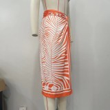 Print Irregular Long Skirt