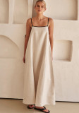 Women contrast color suspender dress