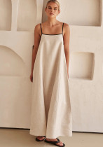 Women contrast color suspender dress Women contrast color suspender dress