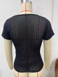 Sexy Mesh Sports Translucent Short-Sleeved Tops