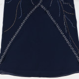 Muslim Abaya Beaded Chiffon Dress With Belt