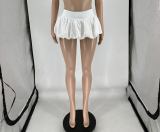 Women Solid Stretch Pleated Skirt Bubble Skirt