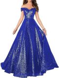 Off Shoulder Prom Evening Gowns Women's Long Sequin Formal Women's Dress（Processing time need 3-6 days）