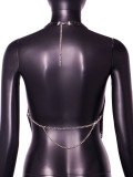 Sexy Nightclub Metallic Sparkling Diamonds Low Back Square Neck Camisole