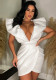 Women's Summer Sexy Deep V Short Sleeve Low Back Solid Color Dress