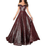 Off Shoulder Prom Evening Gowns Women's Long Sequin Formal Women's Dress（Processing time need 3-6 days）