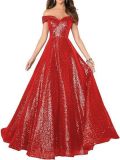 Off Shoulder Prom Evening Gowns Women's Long Sequin Formal Women's Dress（Processing time need 3-6 days）