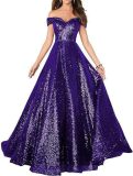 Off Shoulder Prom Evening Gowns Women's Long Sequin Formal Women's Dress（Processing time need 3-6 days）