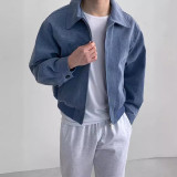 Stylish Casual Solid Color Zipper Turndown Collar Men's Jacket