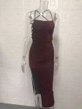 Women's Fashion Sexy Strap Low Back Square Neck Dress