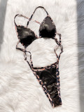 Women Low Back Solid Color One Piece Sexy Bikini Swimsuit