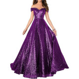 Off Shoulder Prom Evening Gowns Women's Long Sequin Formal Women's Dress（Processing time need 3-6 days）