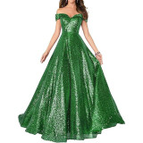 Off Shoulder Prom Evening Gowns Women's Long Sequin Formal Women's Dress（Processing time need 3-6 days）