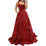Luxury Sequin Prom Dress Side Slit Glitter Long A Line Formal Party Evening Dress(process time 3-7days)
