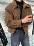 Stylish Casual Solid Color Zipper Turndown Collar Men's Jacket