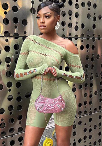 Women Jumpsuit Long Sleeve Net Jumpsuit