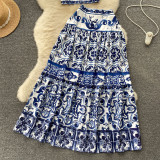 Women Summer Printed Camisole + Skirt Two-piece Set