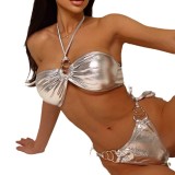 Women Sexy Shiny Swimsuit Sexy Bikini Two Piece Set