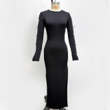 Women Bow Hollow Long Dress